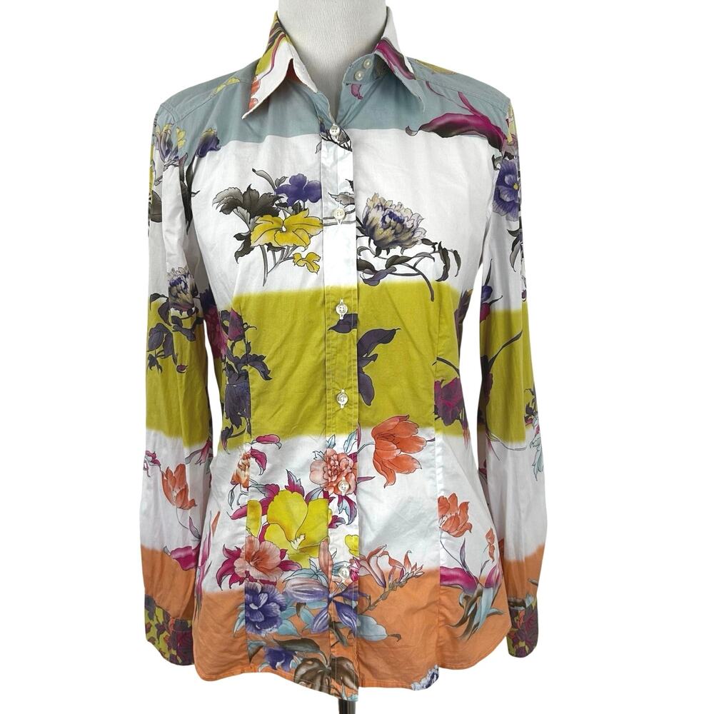 Etro Multi-Color Floral Button-Down Blouse